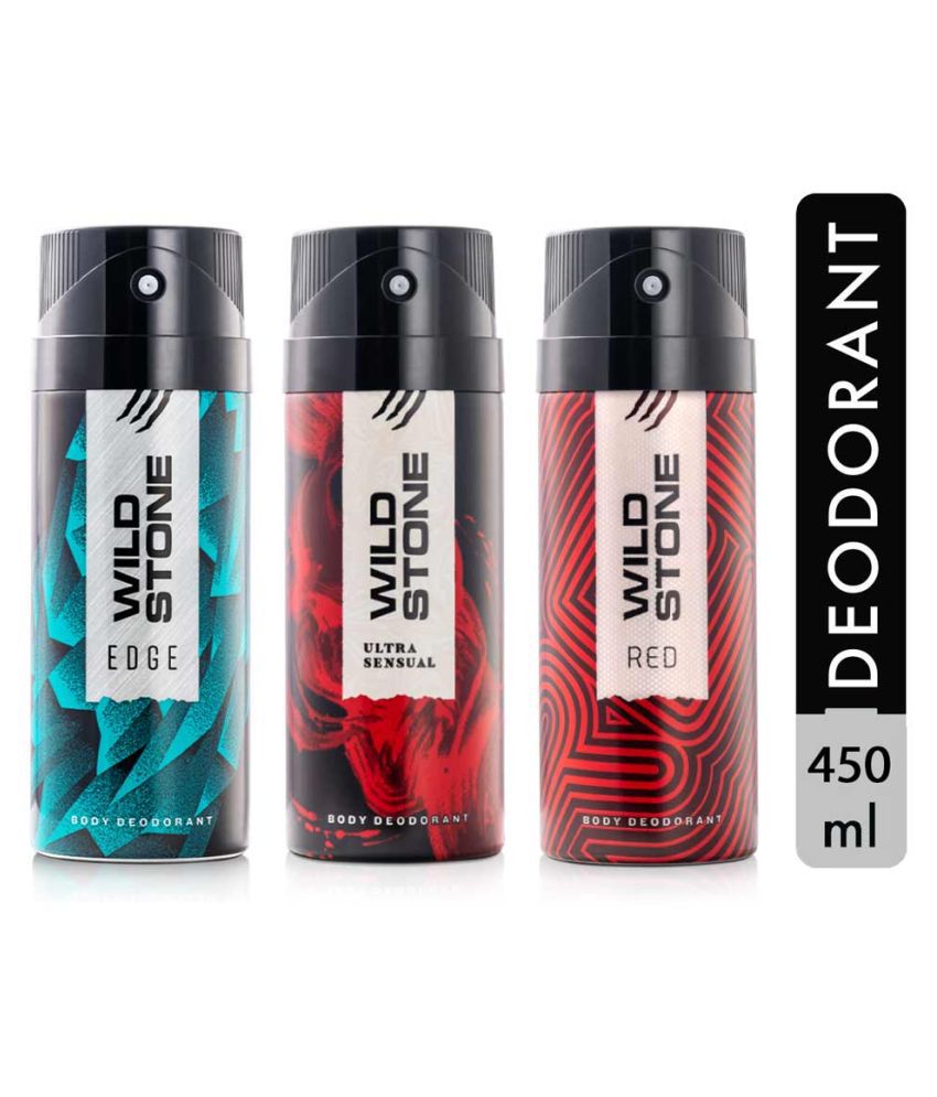     			Wild Stone Edge,Red and Ultra Sensual Deodorant Spray - For Men (450 ml, Pack of 3)