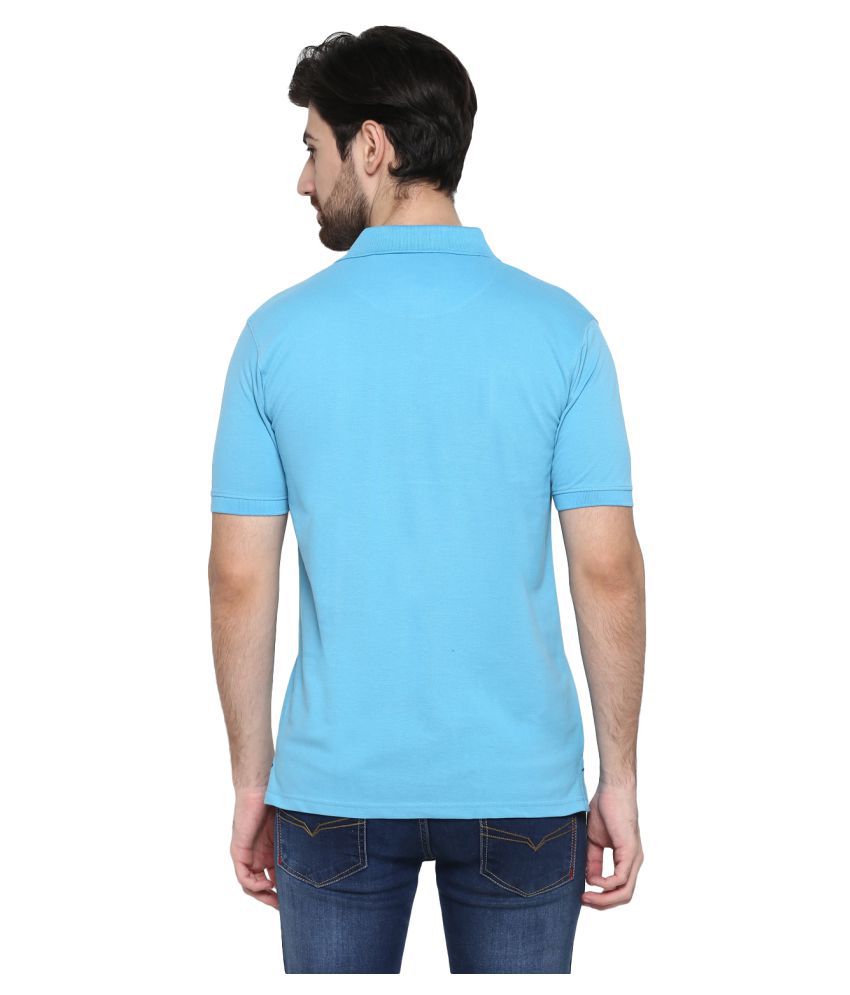 Cantabil Cotton Blend Blue Plain Polo T Shirt - Buy Cantabil Cotton ...