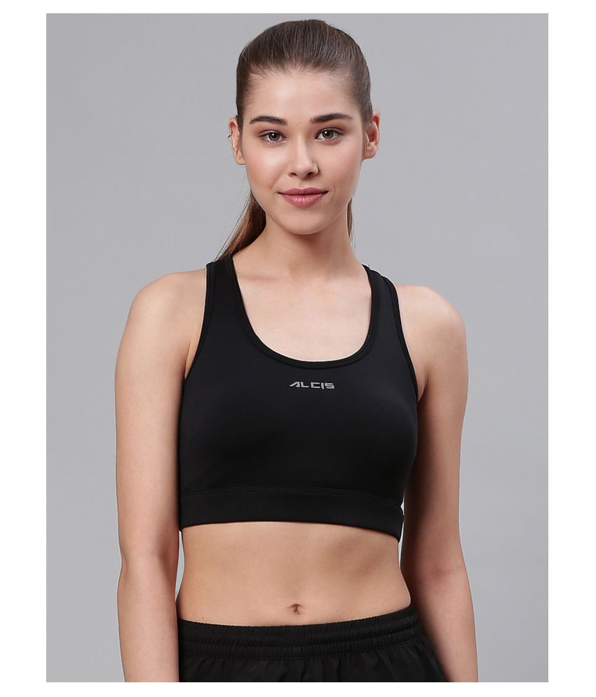 Buy Alcis Black Polyester Solid Sports Bra Online at Best Prices in ...