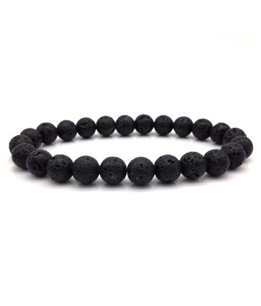     			Astrodidi Black Lava Stone Bracelet For Men And Women Handmade And Stretchable