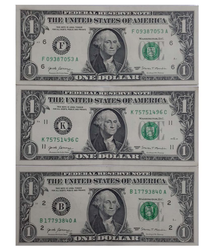     			The United States of America One Dollar Bill 2017 ** Qty-3