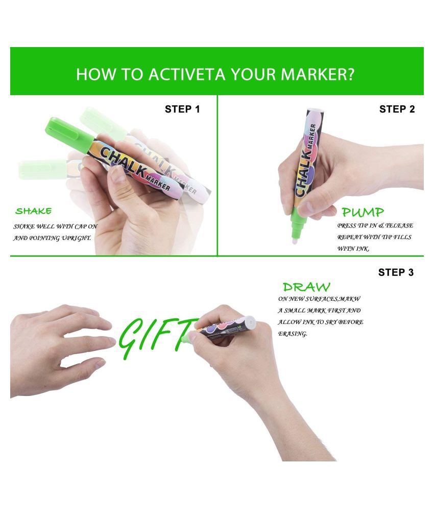 Pathos India 6MM White Erasable Liquid Chalk Marker Pens(4 Pcs) Buy