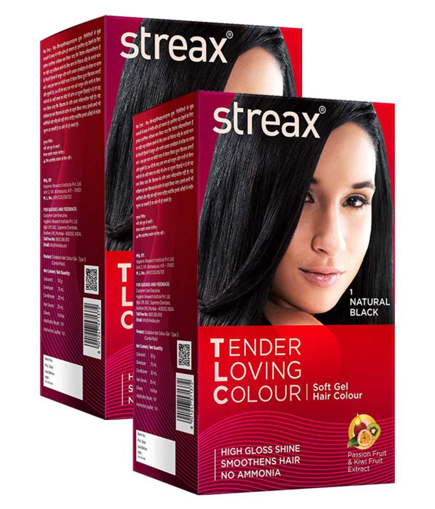 Streax TLC Mini Permanent Hair Color Black Natural Black 95 mL Pack of 2:  Buy Streax TLC Mini Permanent Hair Color Black Natural Black 95 mL Pack of  2 at Best Prices in India - Snapdeal
