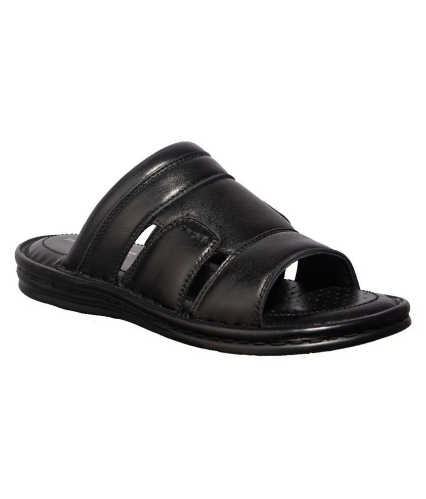 KHADIM Black Leather Sandals - Buy KHADIM Black Leather Sandals Online ...