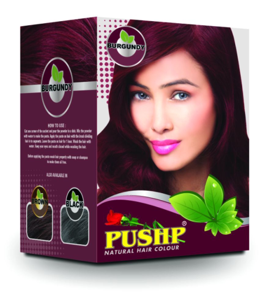     			PUSHP HENNA Natural Hair Colour Semi Permanent Hair Color Burgundy 10 g Pack of 10