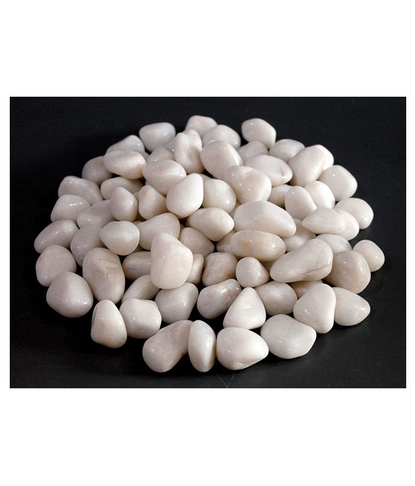     			White Pebbles | White Color Natural Stones | Polished Glossy Home Decorative | Garden/Table/Aquarium Vase Fillers Stone (950 Gram)
