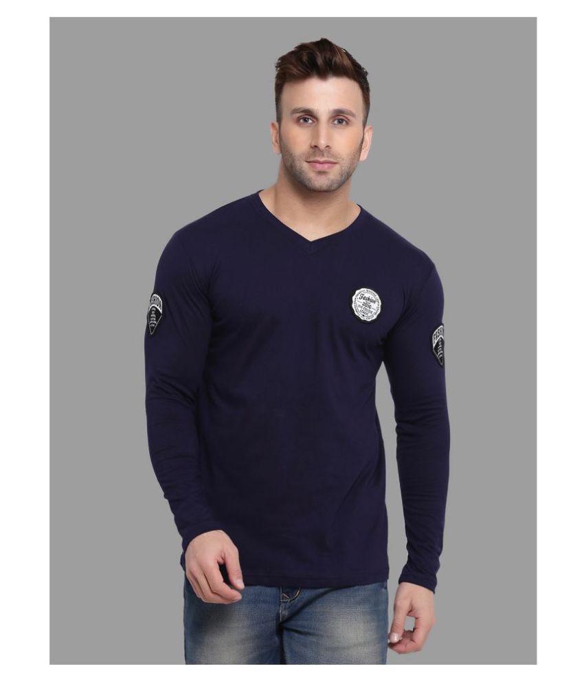     			Tfurnish Cotton Blend Navy Solids T-Shirt