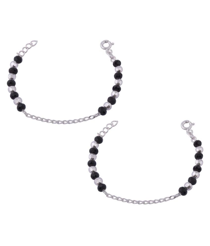 silver black beads bracelet