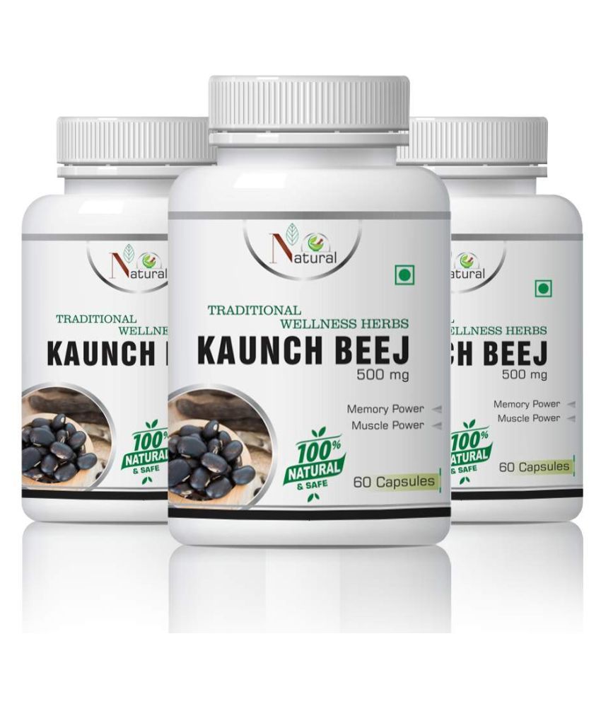 Natural Kaunch beej for helps maintain stamina Capsule 180 no.s Pack of