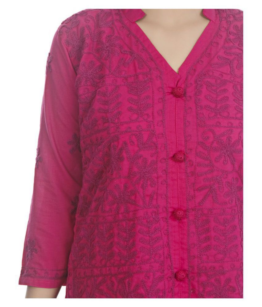 maroon chikan kurti