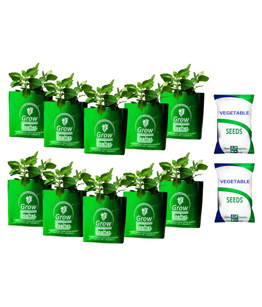 Grow bags for terrace gardening 10 bags(40x24x24cm) with 2 Vegetables seeds Packet