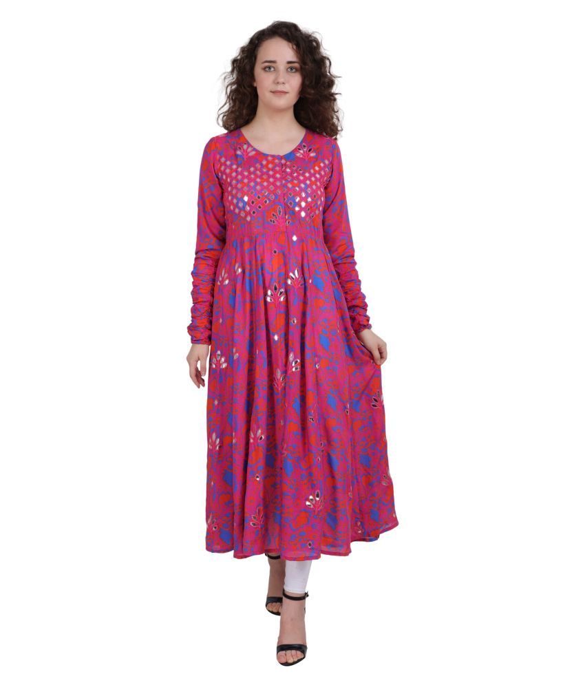 rayon long frock design