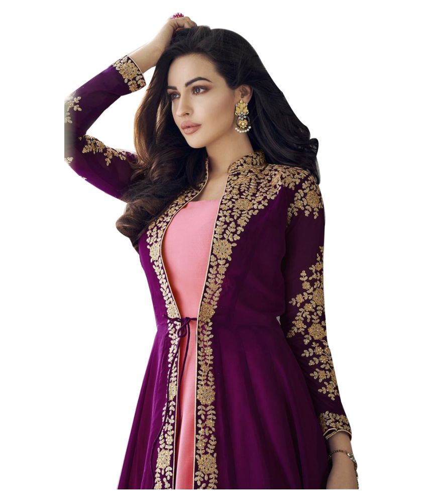 purple georgette gown