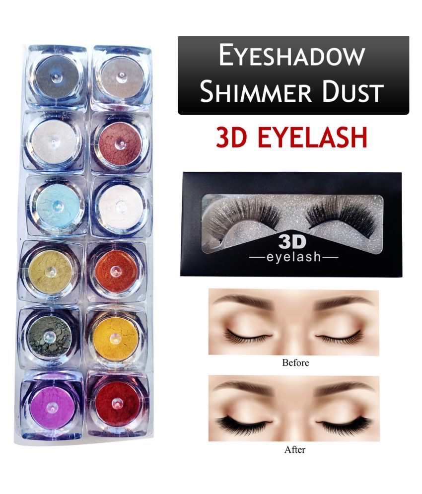Vozwa Multicolor Eyeshadow Shimmer Dust with 3D Eyelash Buy Vozwa