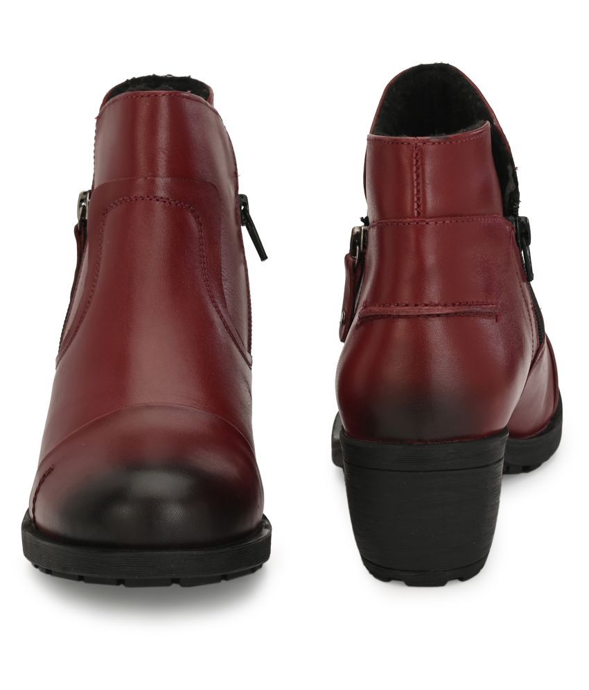 maroon booties women