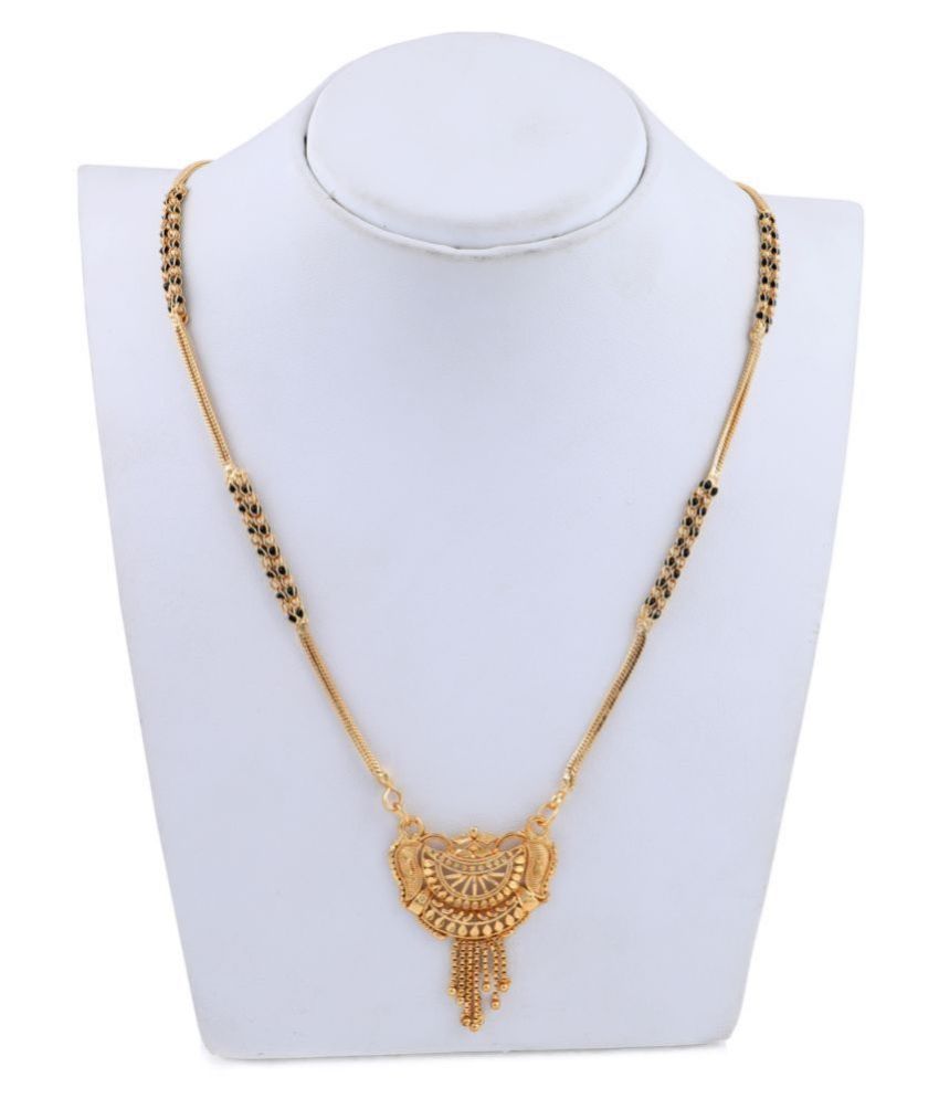 latest design Gold Plated Black Bead Chain Mangalsutra For Women: Buy latest design Gold Plated 