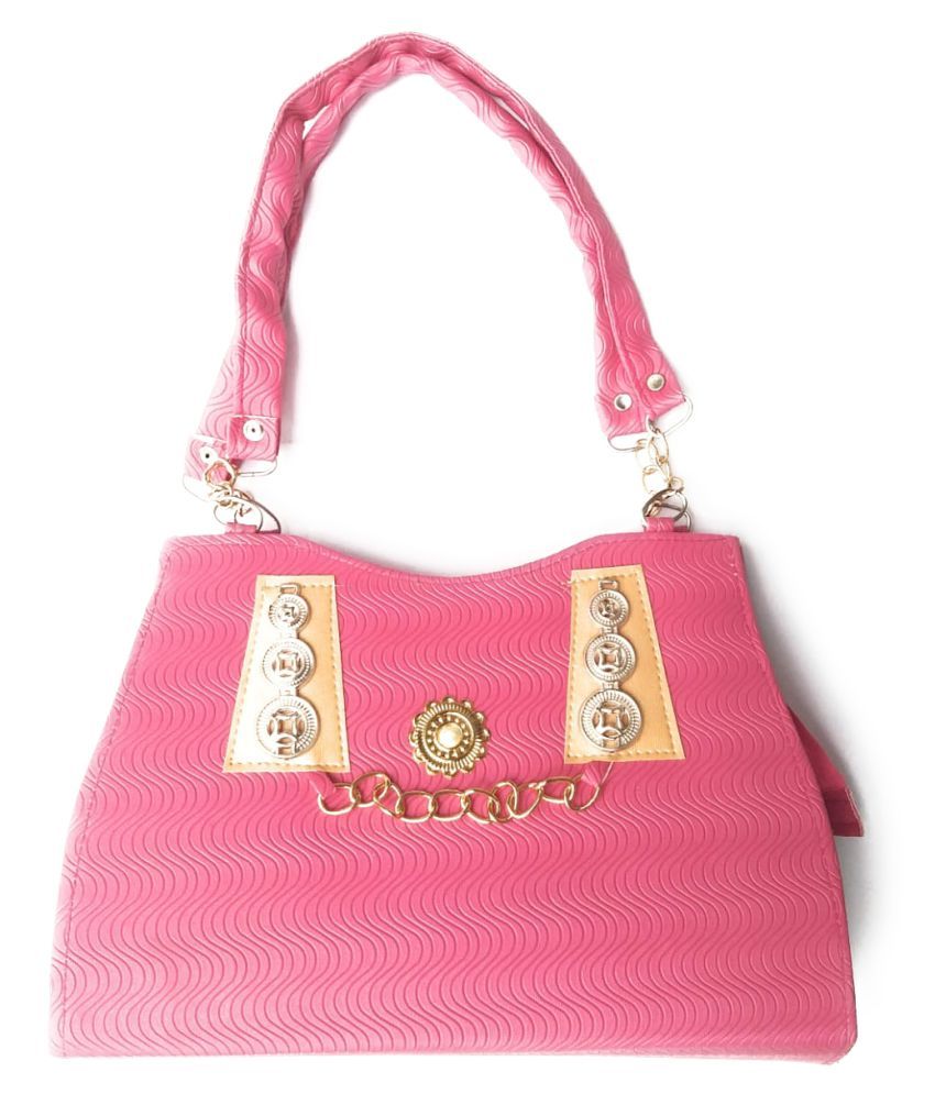 NCBAGS Pink Faux Leather Shoulder Bag Buy NCBAGS Pink Faux Leather
