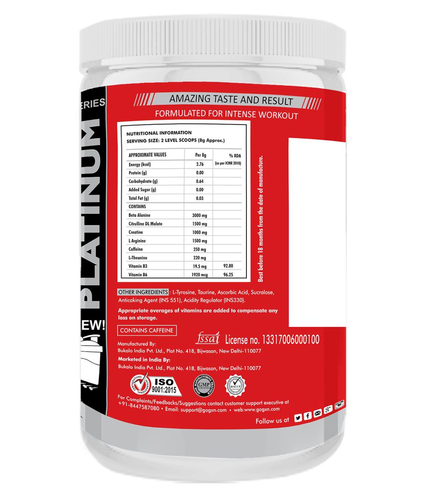 GXN N.O.Pump Strong Pre Workout 60 Servings 600 gm Buy GXN N.O.Pump Strong Pre Workout 60 Servings 600 gm Buy