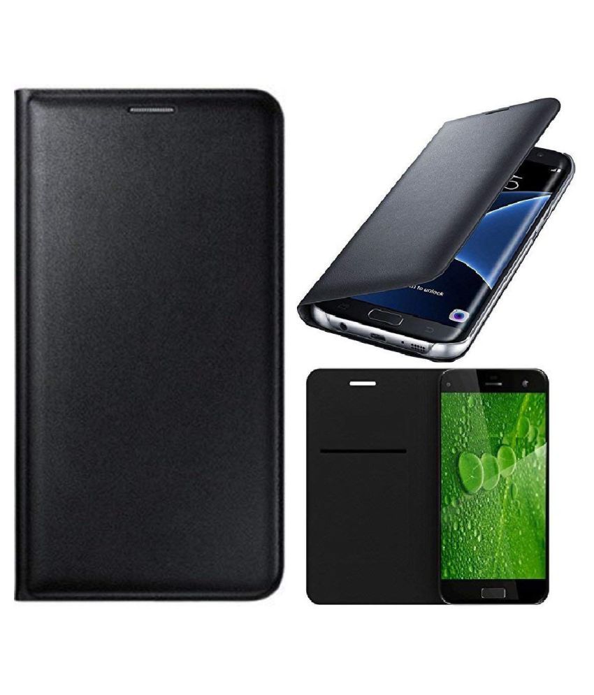 Oppo A57 Flip Cover by Oppo A57 Golden Leather Look Flip Case Flip