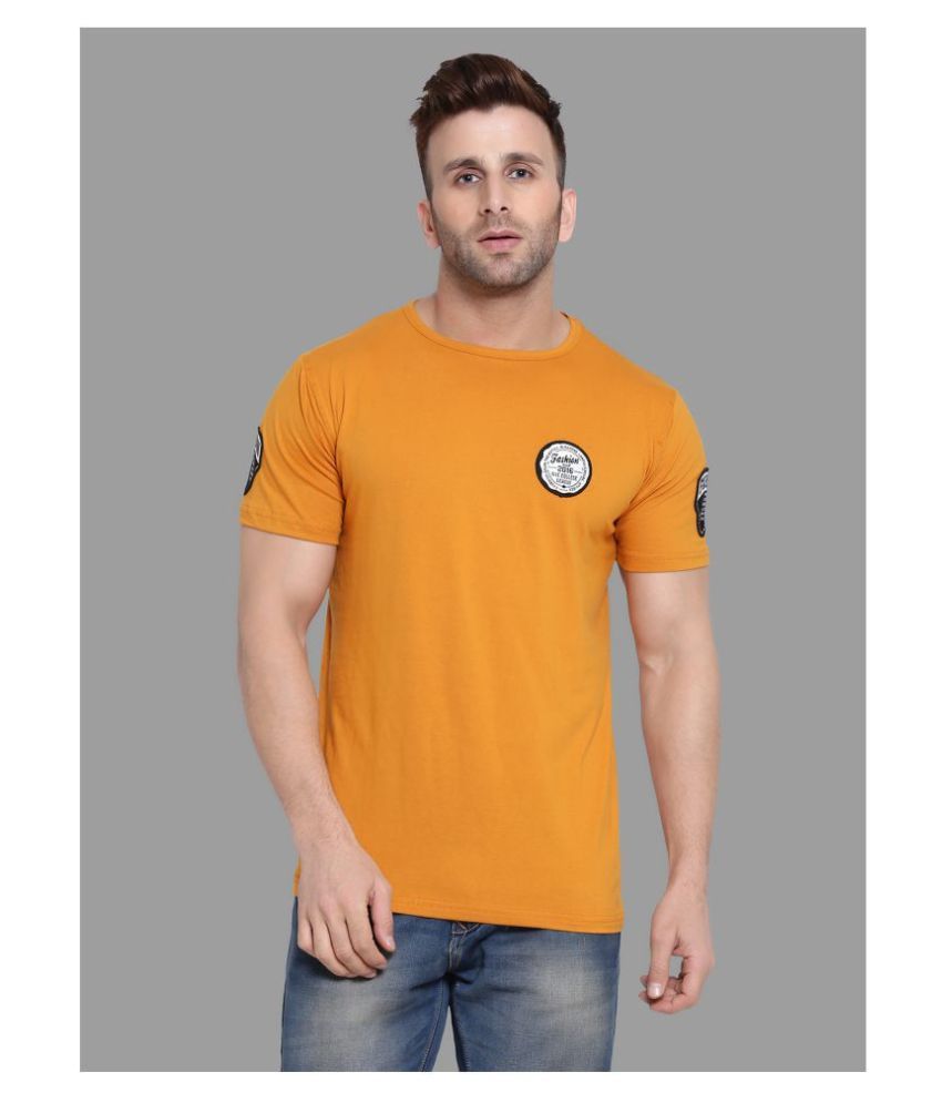     			Tfurnish Cotton Blend Gold Solids T-Shirt