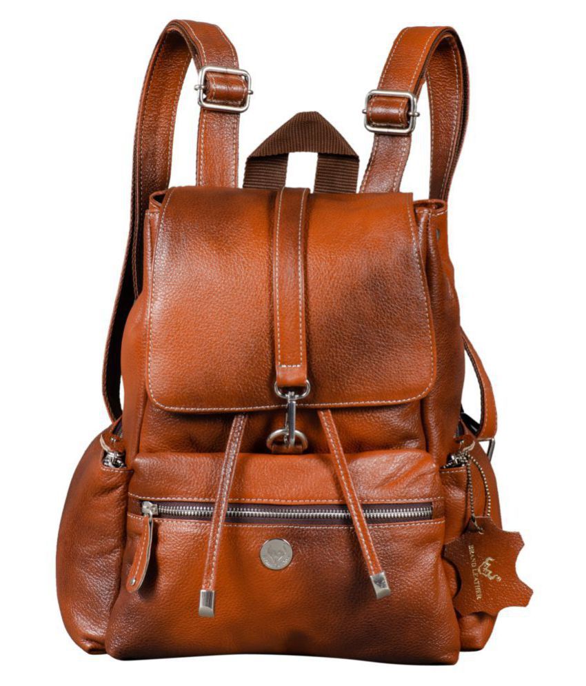 Brand Leather TAN Backpack - Buy Brand Leather TAN Backpack Online at Low Price - Snapdeal
