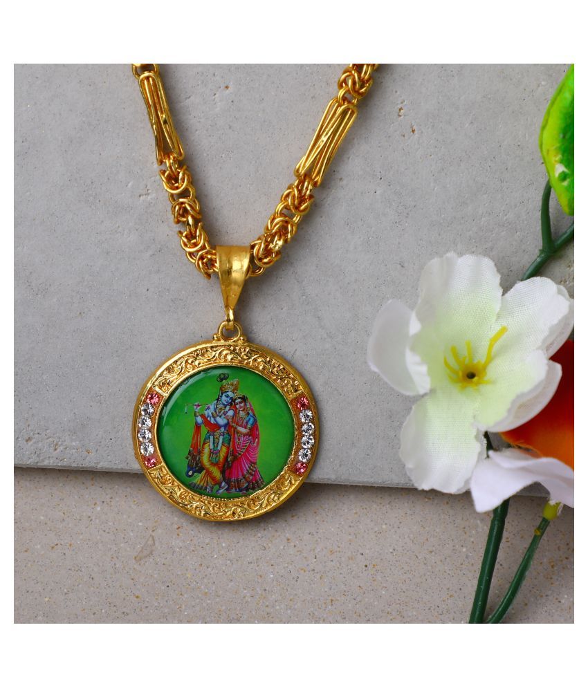 DIPALI RADHA KRISHNA Pendant Chain Gold Plated, Necklace for men/boys