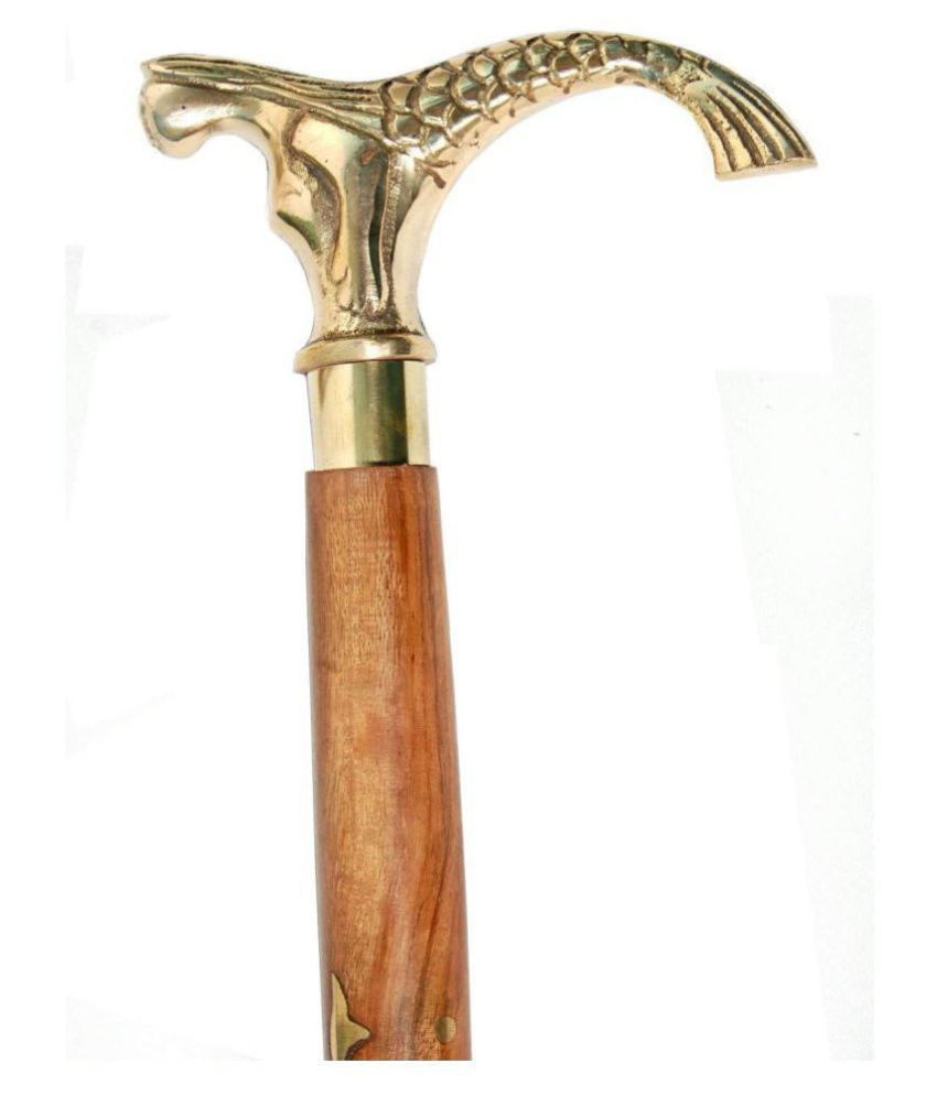 dream value Antique Wooden Walking Sticks with Jalpari Handle Wood