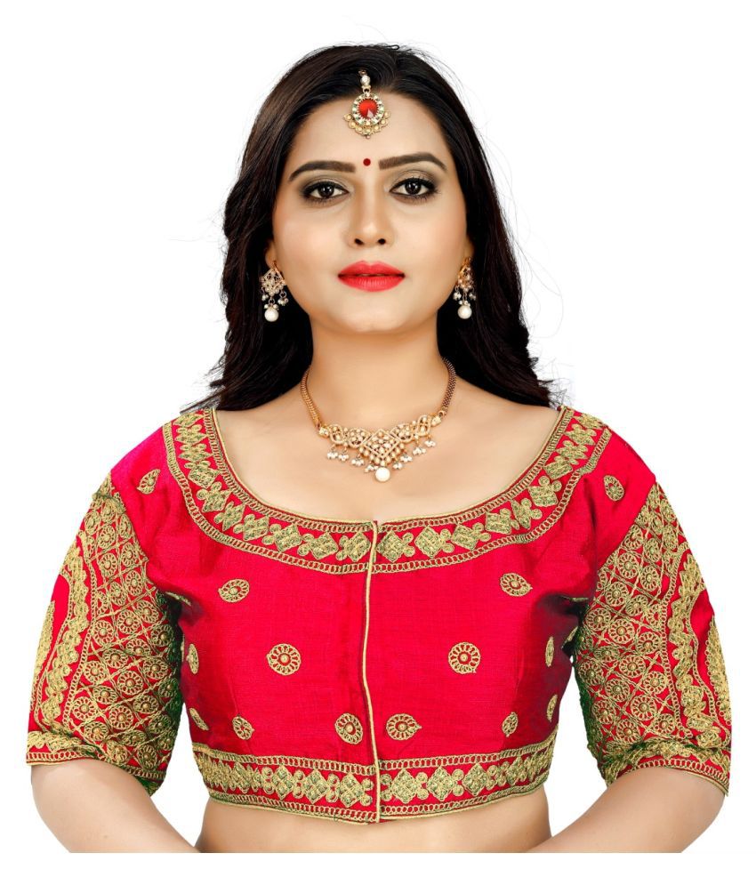 Women Blouse Red Silk Semi Stitched Blouse - Buy Women Blouse Red Silk ...