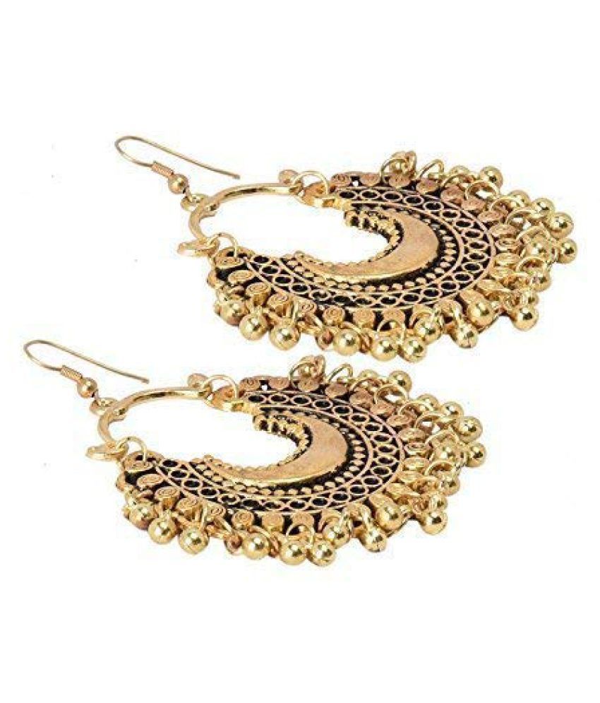 Beautiful Oxidised Gold Beaded Chandbali Earrings for Women