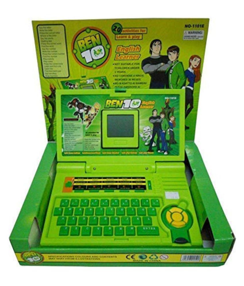 Зеленый мини лаптоп для школ. Toy Laptop. Компьютер Shenzhen Toys Note book. Activity 20