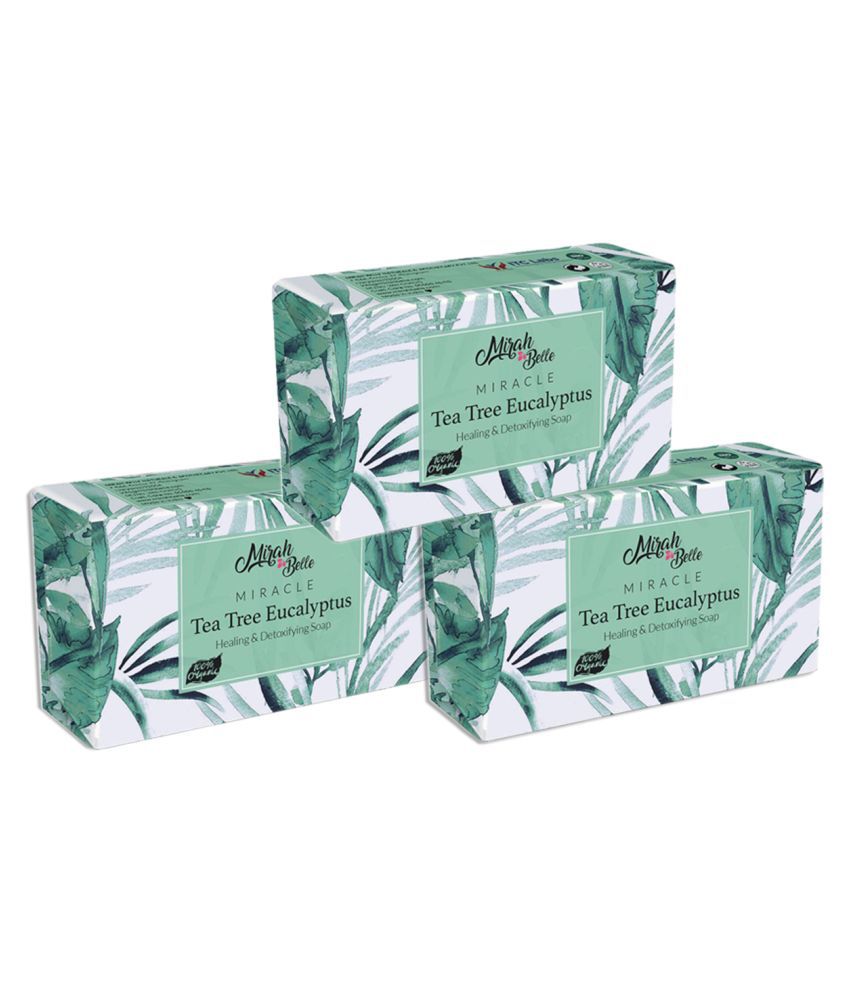     			Mirah Belle - Organic Tea Tree - Eucalyptus Healing Soap 125gm (Pack of 3) - For Inflamed, Acne Prone and Infected Skin 375gm