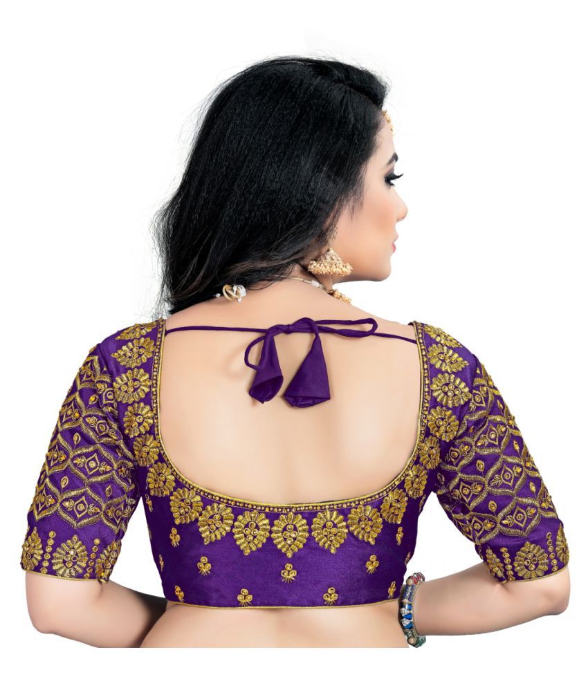 Women Blouse Purple Silk Semi Stitched Blouse - Buy Women Blouse Purple ...