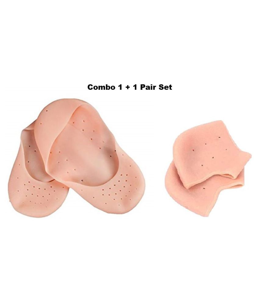     			eBuyEnjoy™ Combo Offer Anti Heel Crack + Smiling Foot Silicone Full and Heel Socks 1 + 1 Pair Free Size