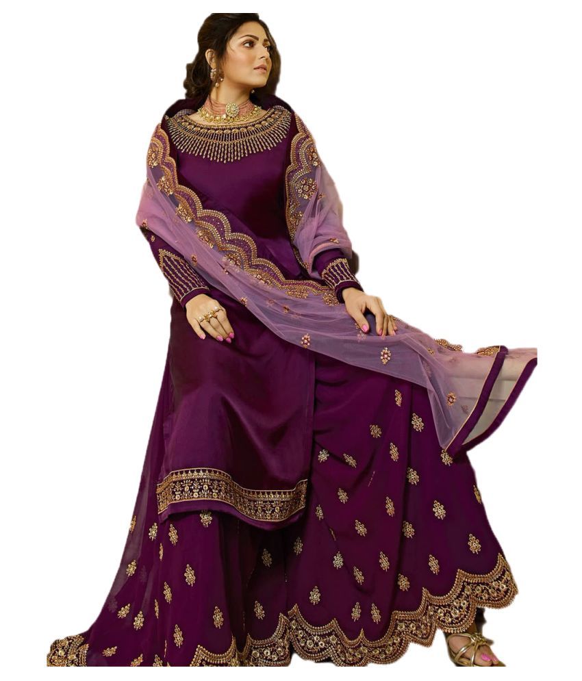 purple georgette gown