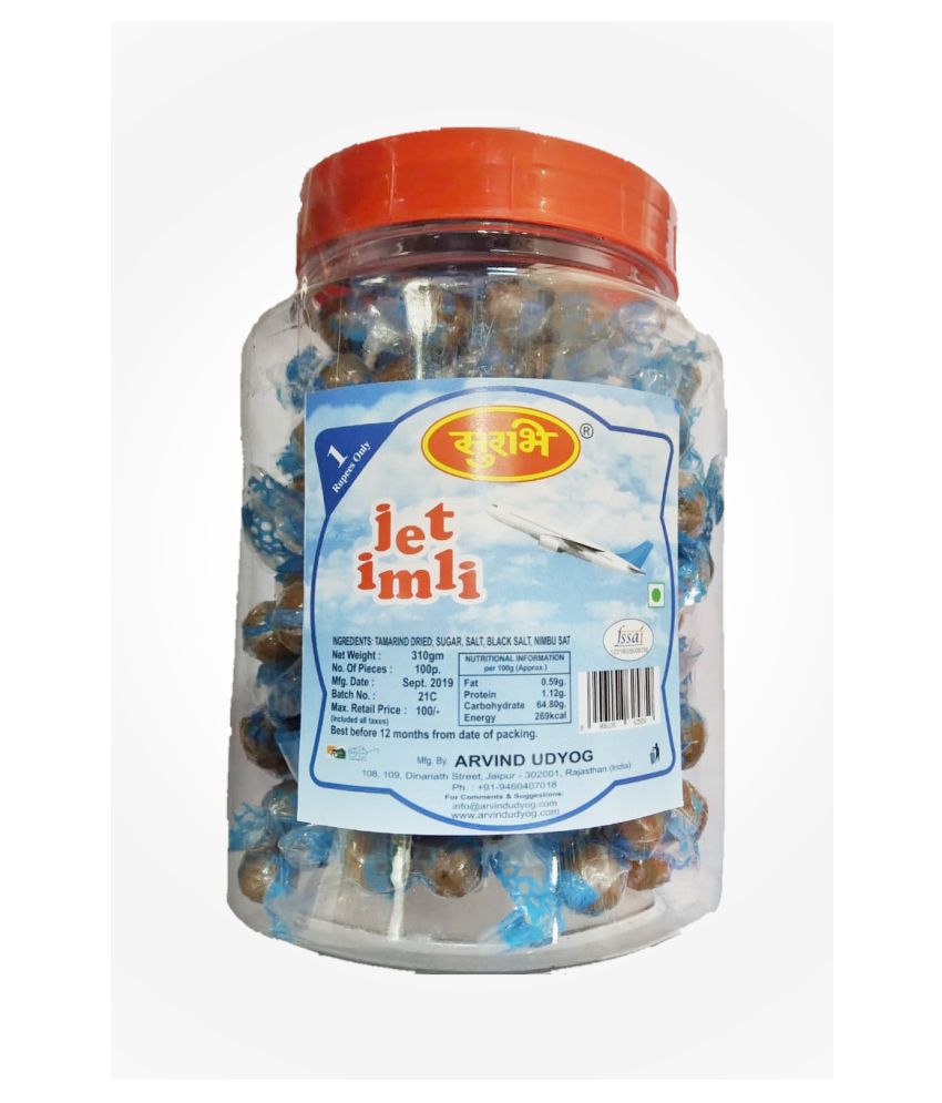 SURBHI Jet Imli Candy Tamarind no color& flavor Hard Candies 310 gm Pack of 2