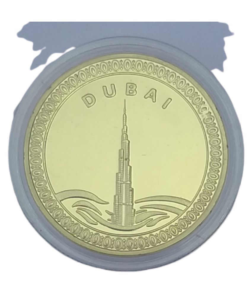 EXTREMELY RARE GOLD PLATED DUBAI AT THE TOP BURJ KHALIFA COIN IN