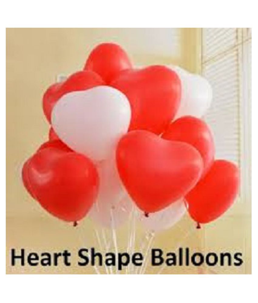    			GNGS Pack of 100 Red & White Heart Balloons for Party Decorations