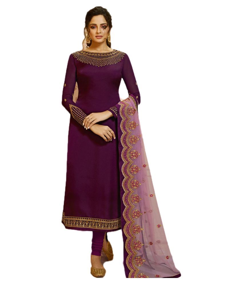 purple georgette gown