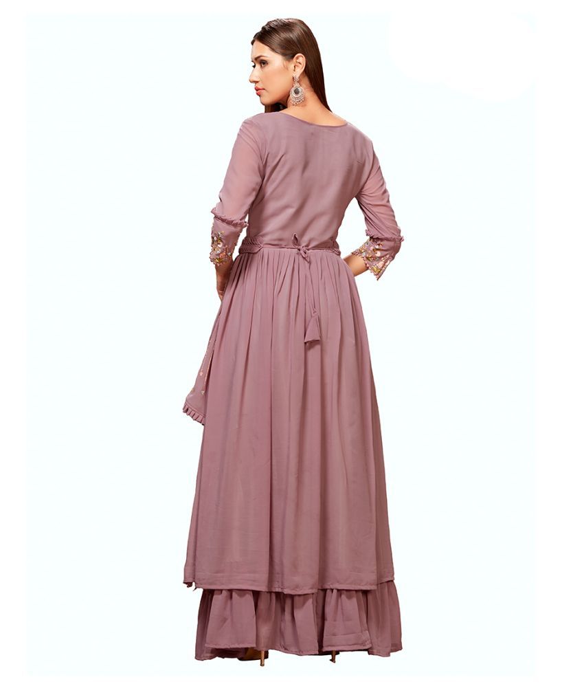 purple georgette gown