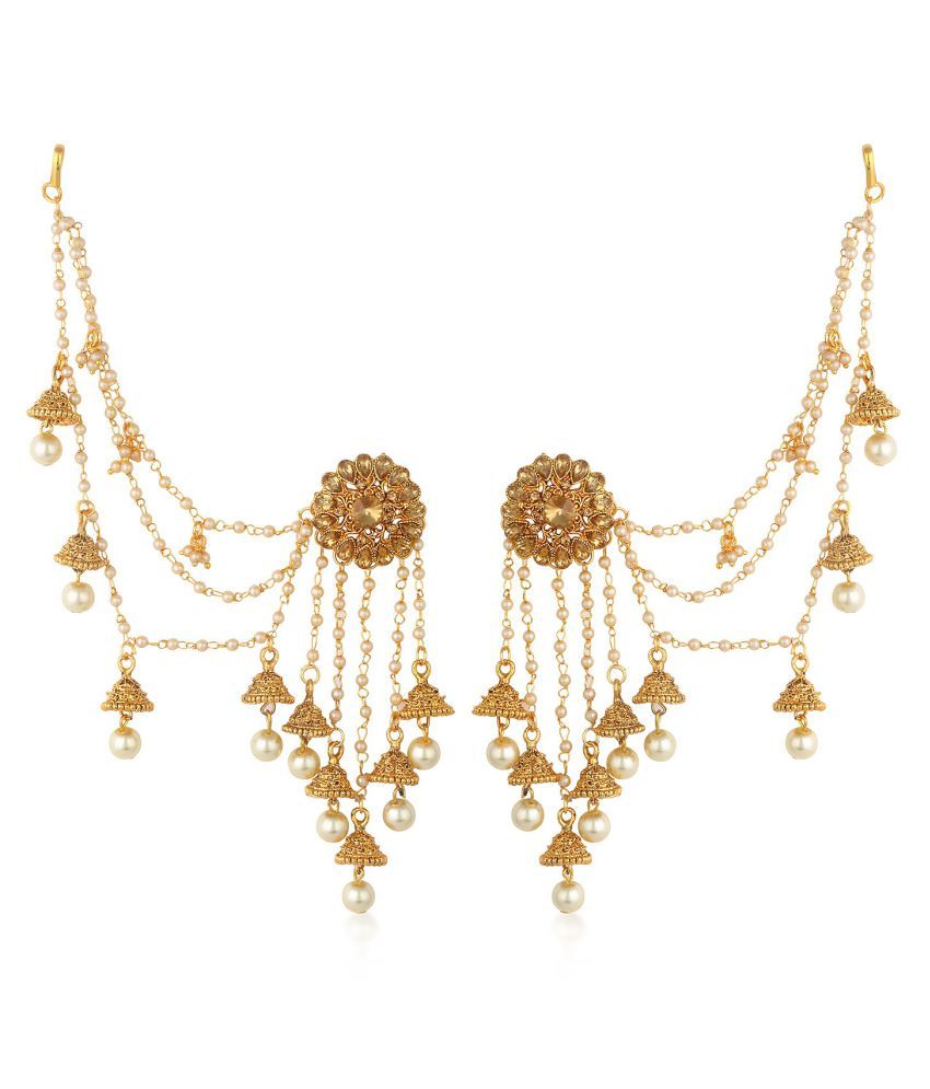     			Sukkhi Glorious Gold Plated Wedding Jewellery Bahubali Inspired Long Chain Jhumki Earrings For Women