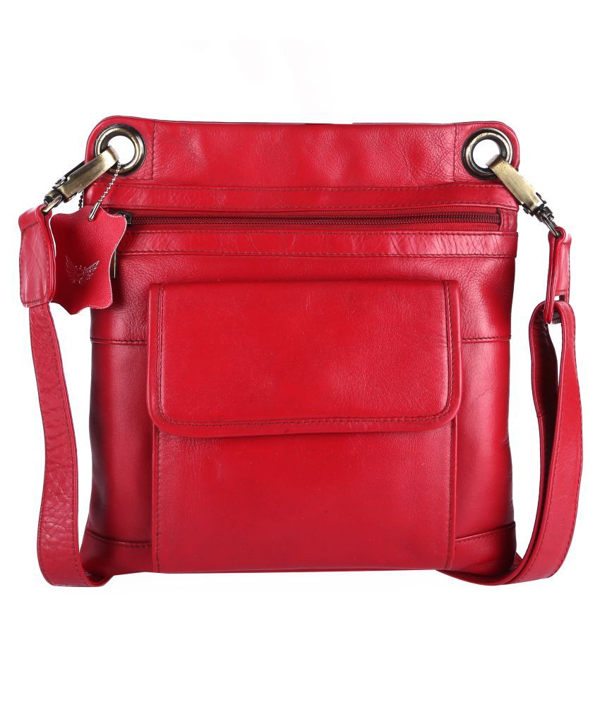 Gemini Red Leather Casual Messenger Bag - Buy Gemini Red Leather Casual ...