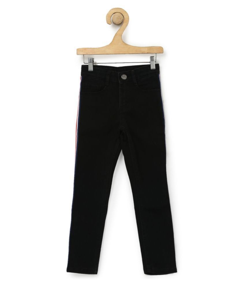     			Urbano Juniors Boy's Black Side Striped Slim Fit Jeans Stretch