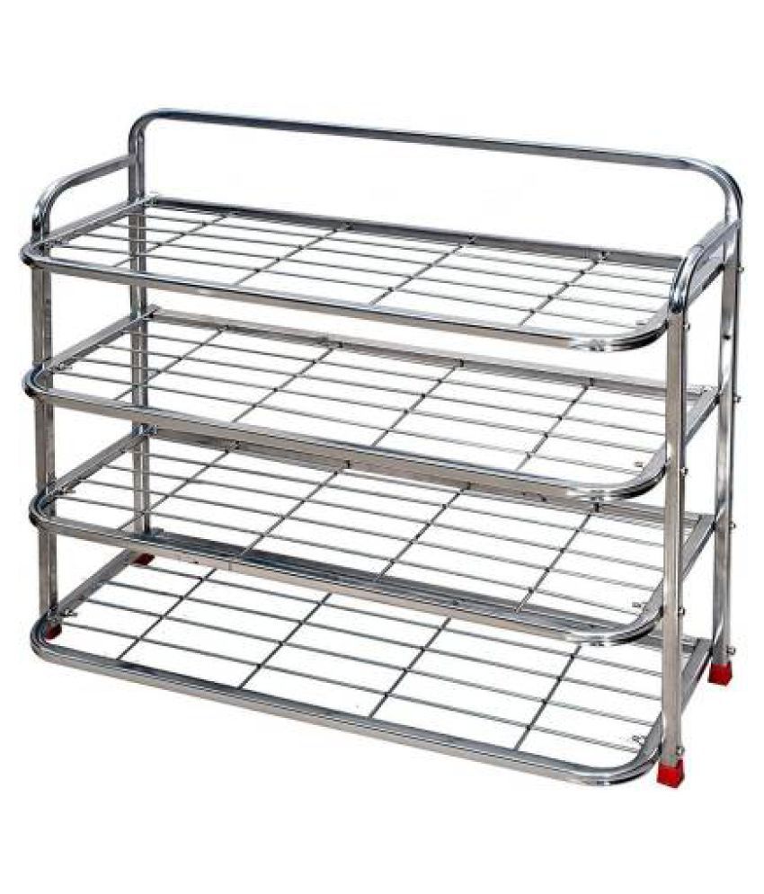 Aquirios Metal 4 Tier Shoe Rack Silver Buy Aquirios Metal 4 Tier Shoe Rack Silver Online At Low Price Snapdeal