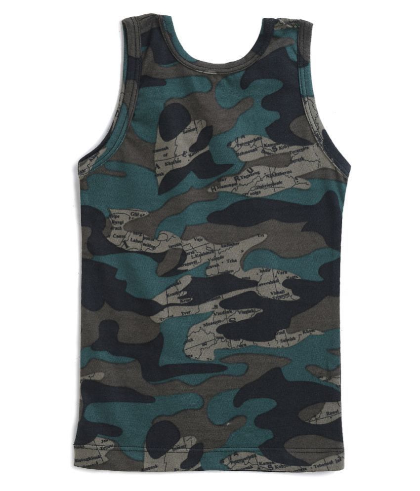 Care in Military Printed Round Neck Cotton Green Color Sando Vest and ...