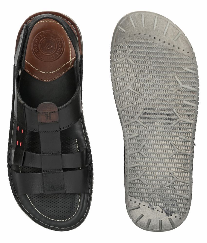hitz black leather sandals