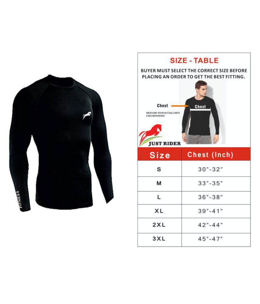     			Just Rider 100% Polyester Compression T-SHIRT 'Top Full Sleeve Plain Athletic Fit Multi Sports Cycling, Cricket, Football, Badminton, Gym, Fitness & Other Outdoor Inner Wear