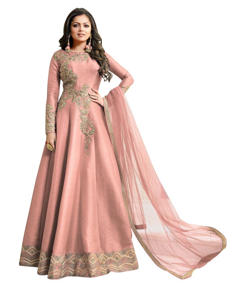peach silk gown