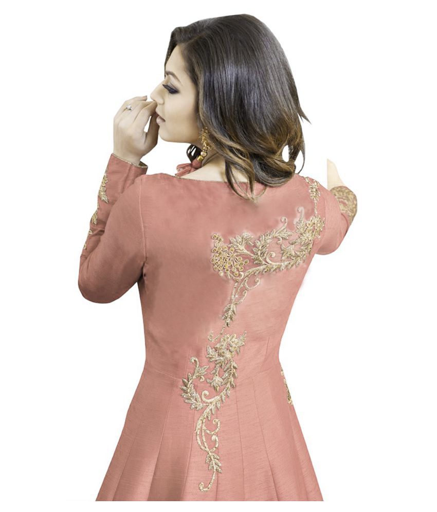 peach silk gown