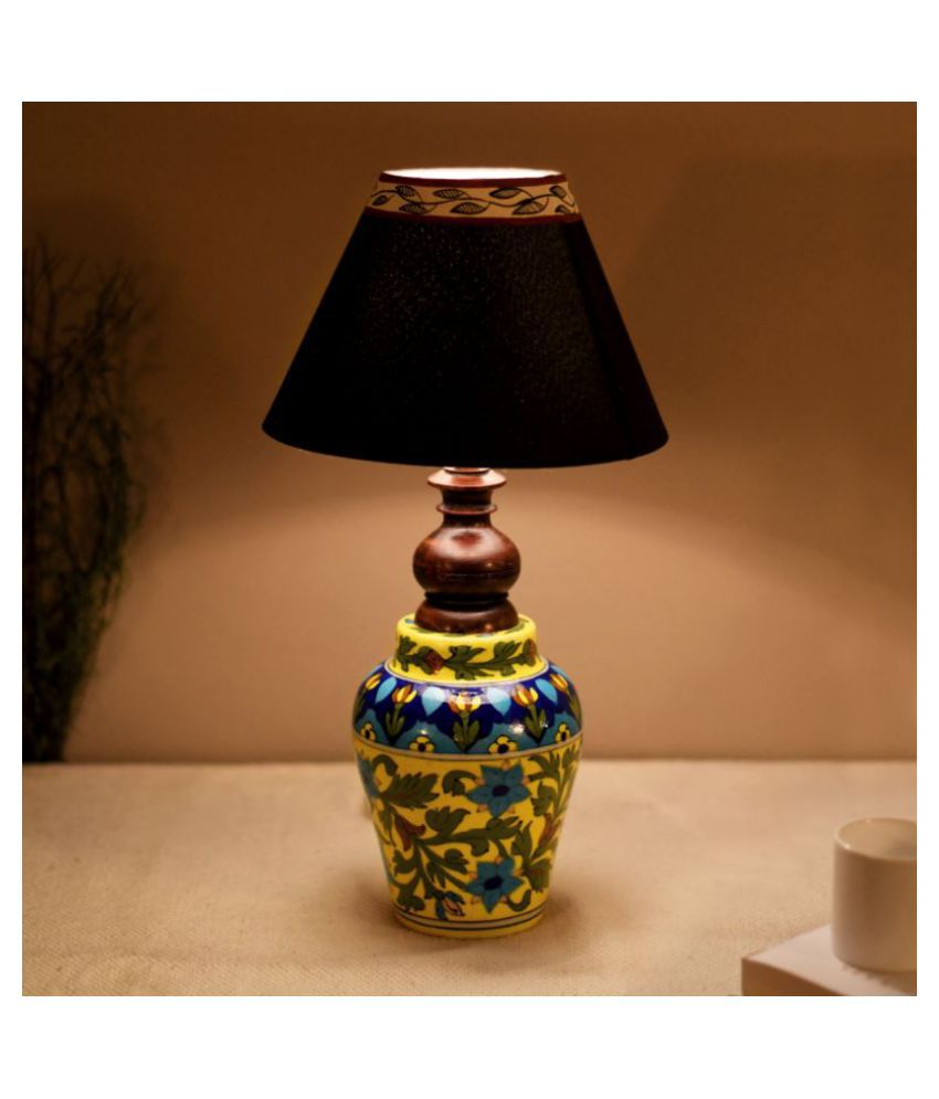     			Unravel India Blue pottery matka decorative Lamp (Multicolor) Ceramic Table Lamp - Pack of 1