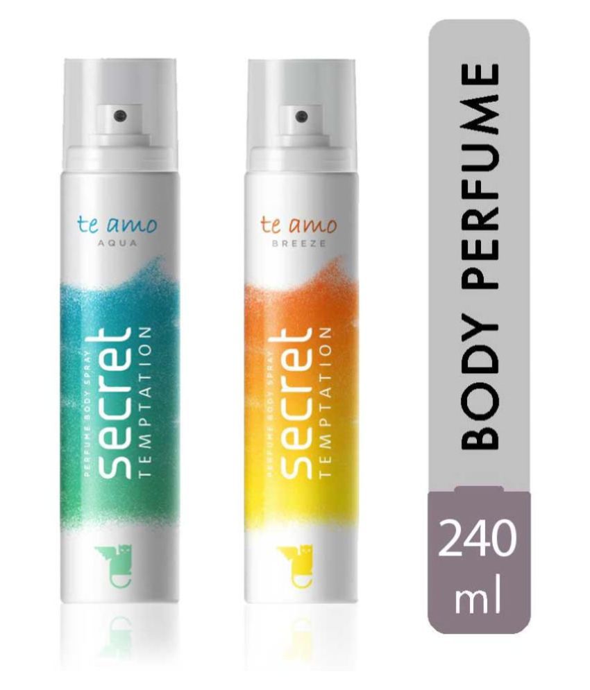     			secret temptation Te Amo Aqua and Breeze Perfume Body Spray - For Women (240 ml, Pack of 2)